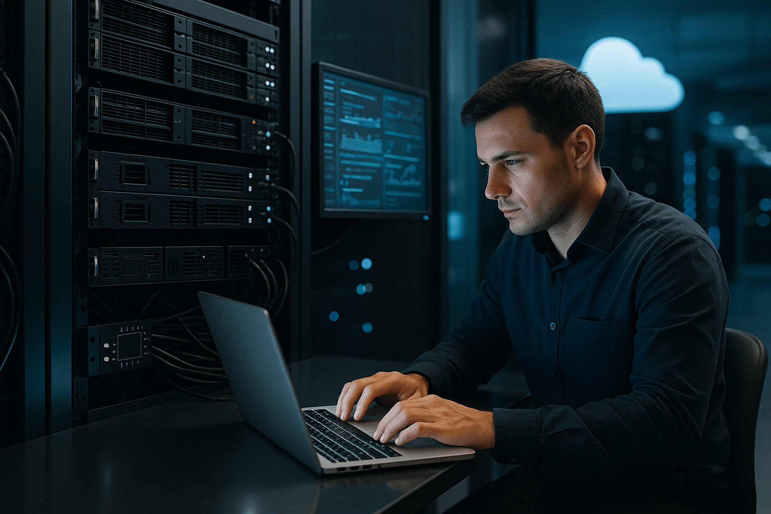 Managed IT services team monitoring business infrastructure