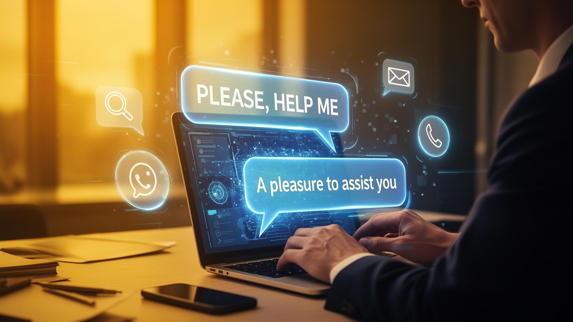 AI Chatbot Development Services - Professional workspace with AI conversation interface