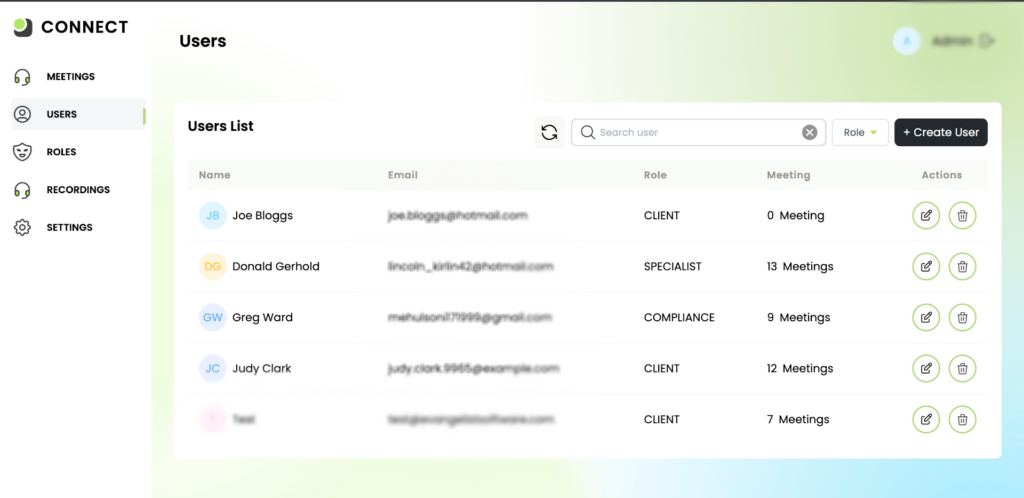 Image showing the role based access for meetings inside the connect zoom app
