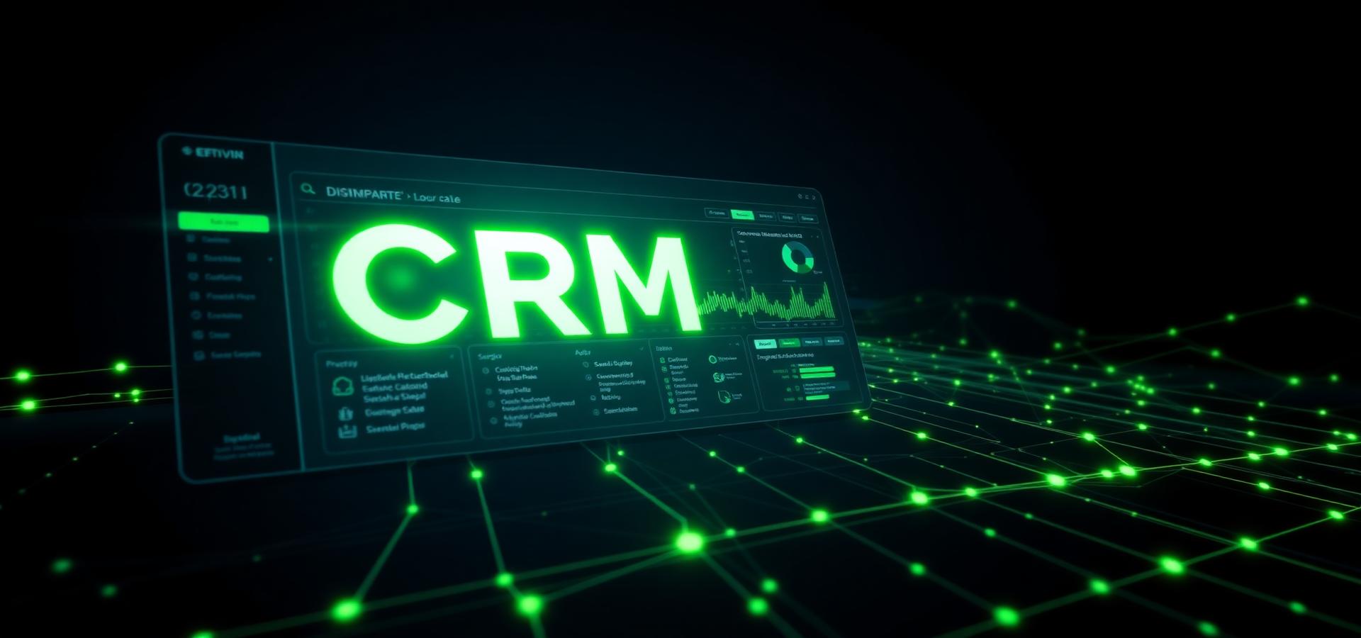CRM dashboard with pipeline, customer data and reporting on a dark interface